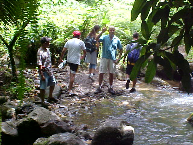 Me waving back as we cross the river.