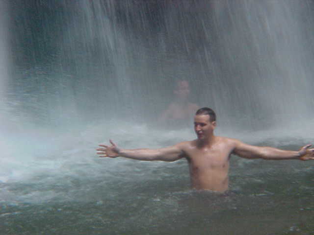 My big brother CrisP living it up at the falls.